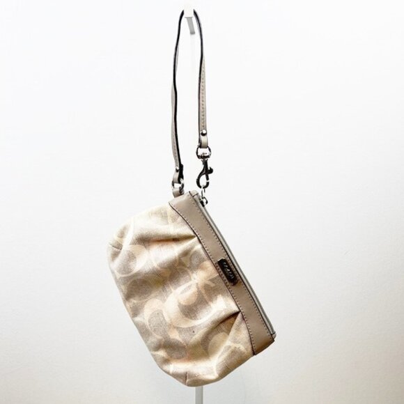 Coach Pastel Multicolor Signature Monogram Fabric Leather Wristlet - Picture 2 of 15